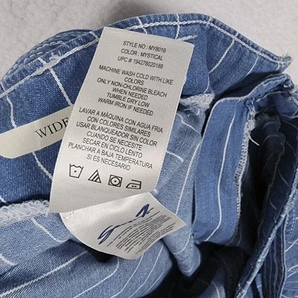 Seven7 Women's Wide Leg Pant Size 12 Belted Blue Striped Pockets Comfort NWT - Picture 15 of 15